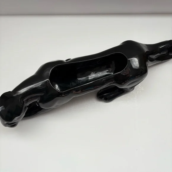 Vintage MCM Crouching Black Panther Planter Vase Statue 15.5” 1960s Kitschy - Picture 3 of 7